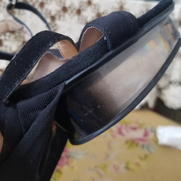 Black Suede Tie Up Smoky Heels - Picture 10 of 15